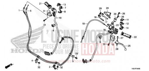 LEVIER DE GUIDON/COMMUTATEUR/CABLE WW125EX2H de 2017